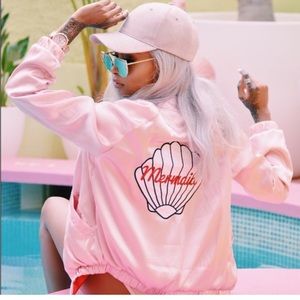 Valfre mermaid satin jacket bomber pink